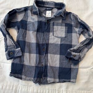 Button-Down Plaid Shirt for Kids in Navy and Light Gray